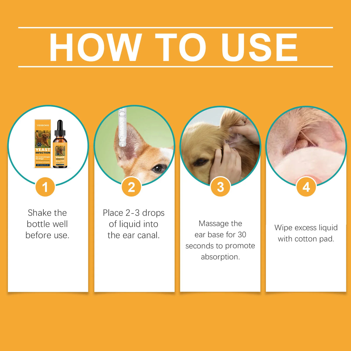 Yegbong Ear Care Drops for Dogs Pet Ear Cleaner Odor Control Dog Ear Care Soothing Ear Drops Deodorization Itchy Cleaning Liquid