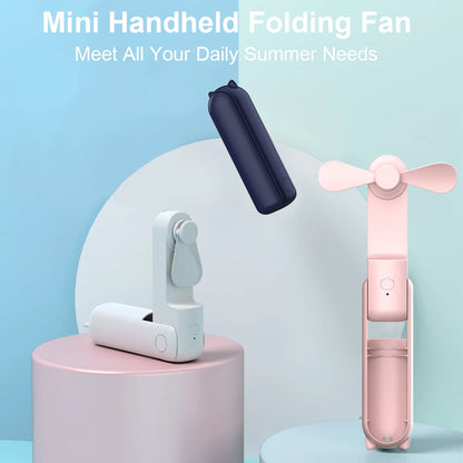 Portable Fan Super Mini Handheld Fan USB Rechargeable Fan Foldable Hand Held Small Pocket Fan with 2000mAh Power Bank 3 Gears