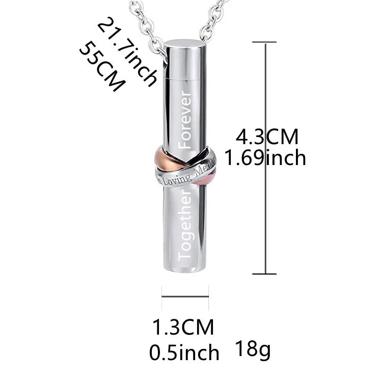 Cremation Necklace - Stainless Steel Ashes Pendant for Human Ash, Memorial Urn Jewelry Keepsake