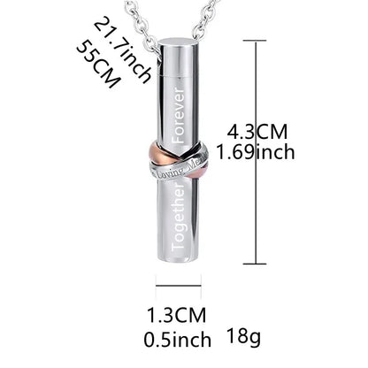 Cremation Necklace - Stainless Steel Ashes Pendant for Human Ash, Memorial Urn Jewelry Keepsake