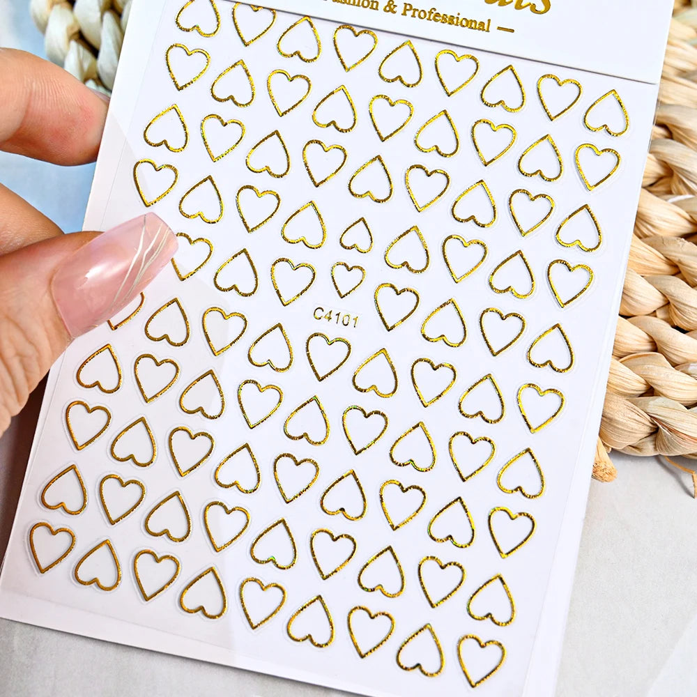 3D Metal Silver Flame Nails Stickers Gold Bronzing Stripe Lines Sliders Design Manicure French Nail Art Decoration Decal #Y2K