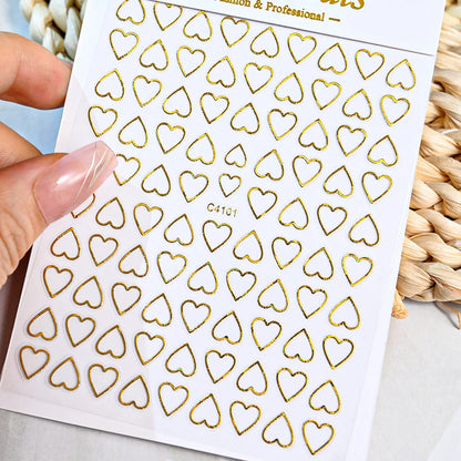 3D Metal Silver Flame Nails Stickers Gold Bronzing Stripe Lines Sliders Design Manicure French Nail Art Decoration Decal #Y2K