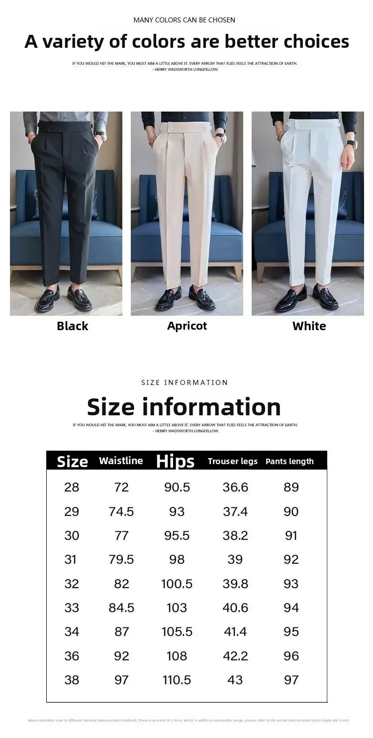 Business Casual Men's Suit Pants Breathable Versatile Korean Style Lightweight Luxury West Pants for Office Work Slim Fit