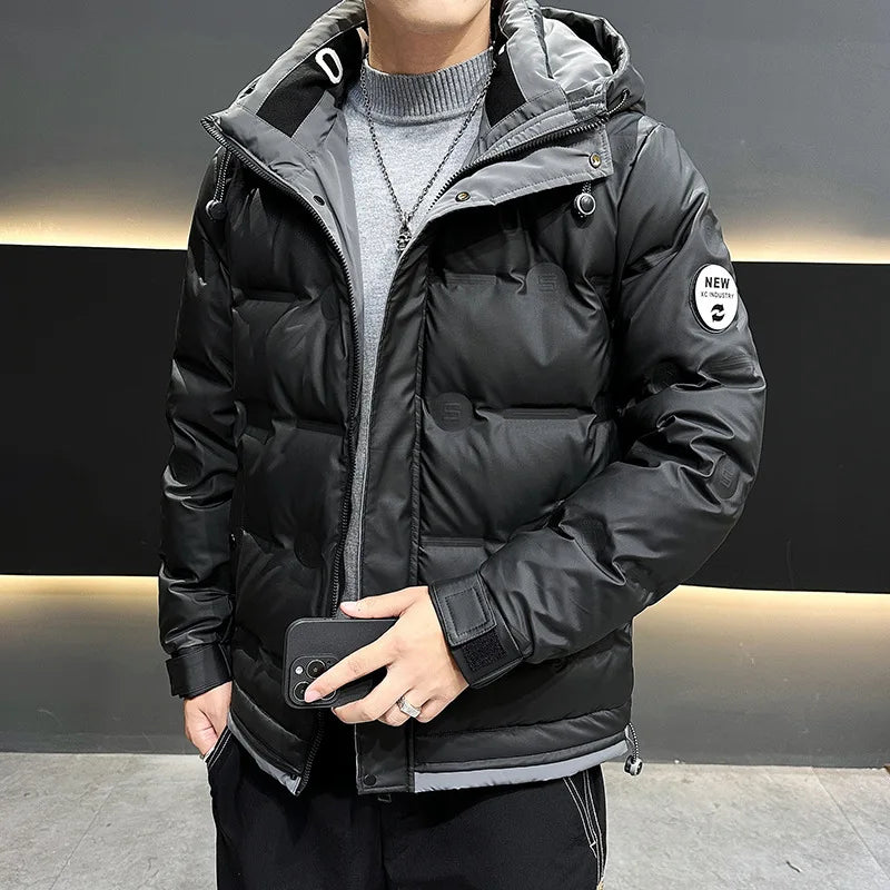 Hip Hop Men's Lightweight Hooded Down Jackets Winter Fashion Windbreaker Thick Warm Coats Outdoor Sport White Duck Down Jacket