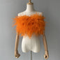 Jaxmonoy New Women Ostrich Feather Tube Spring Summer Sexy Stretch Top Bra Lady Party Wedding Fashion Sleeveless Cropped Top