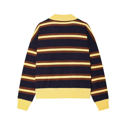 Sweater knitted Pullover Women's Spring 2026 New Fashion Striped Loose Polo neck Warm Women Sweater Chic Youth Holiday Pullover