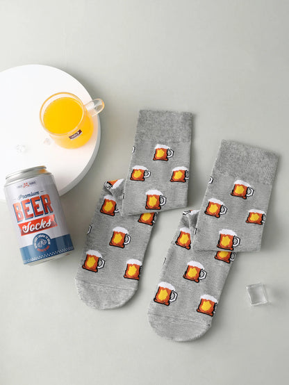 A pair of unique beer personalized patterns socks men and women on the eve of Halloween Give Friends Gift Socks Four Seasons