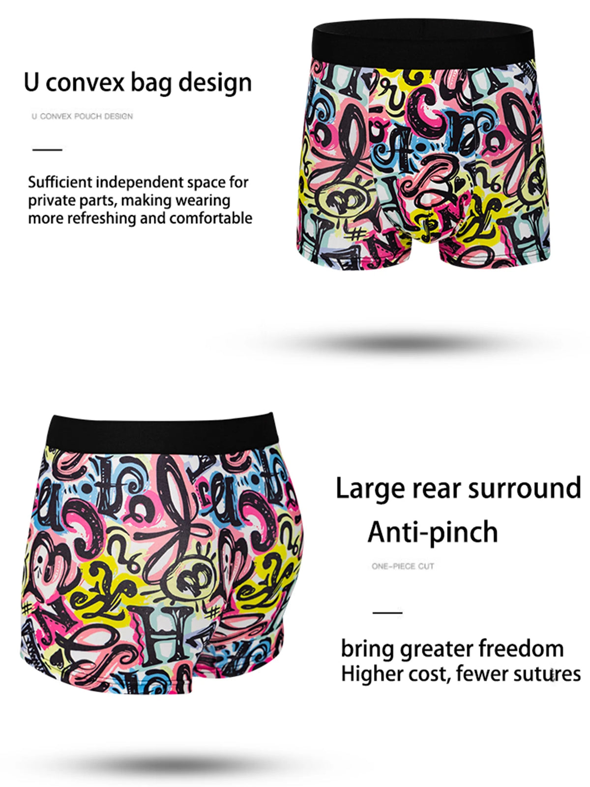 5-pack Fashionable Men's Boxer Shorts, Comfortable, Soft, Fashionable, Printed, Casual and Versatile Men's Underwear