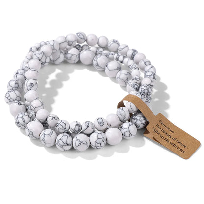 3pcs/set Natural Stone Beads Bracelet For Women Men 4 6 8 MM Indian Moss Agates Rhodonite Quartzs Jewelry Bracelet Gift Fashion