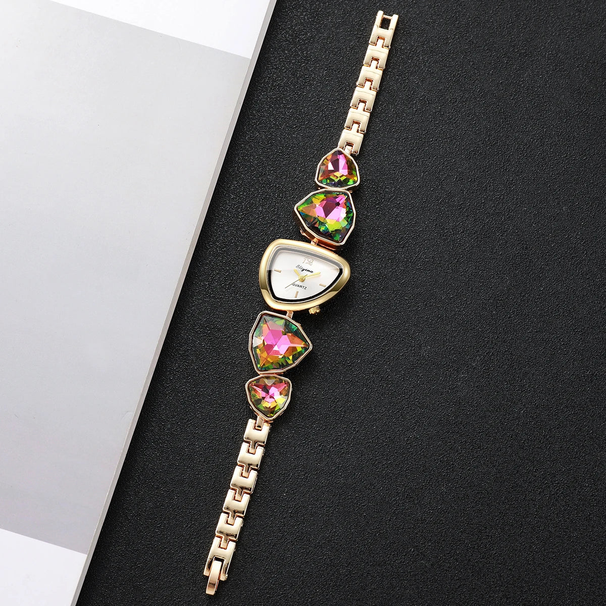 Elegant Rhinestone Bracelet Strap Women Watches Fashion Irregular Dial Ladies Quartz Wristwatch Reloj Mujer (Without Box)