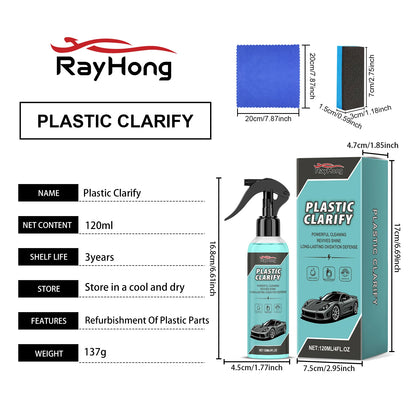 Car Plastic Restorer Spray for Trim, Dashboard/-like/Chrome Renew, Plastic Repairman Headlight Restoration Cleaner Car Detailing