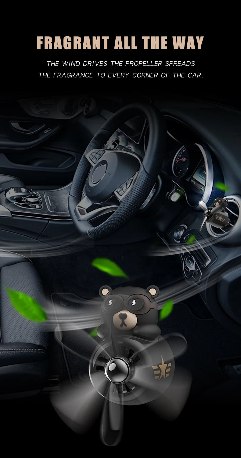 Rotating propeller pilot bear dog car air fresheners accessories decorations fun vent clip perfume diffuser aroma fragrance men