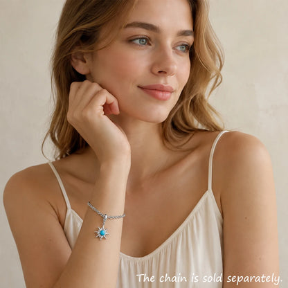 Blue Stone Sun Dangle Charm For Women Men 925 Sterling Silver Pendant Jewelry Trendy Gift