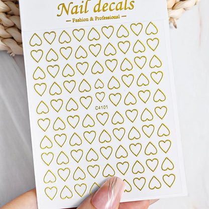 3D Metal Silver Flame Nails Stickers Gold Bronzing Stripe Lines Sliders Design Manicure French Nail Art Decoration Decal #Y2K