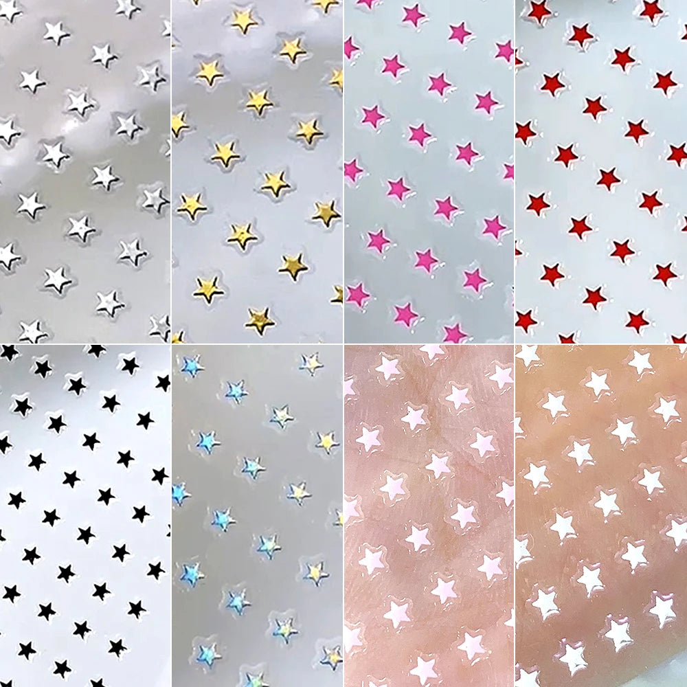 8Pcs/Set 3D Mix Colors Y2K Stars Nails Stickers 8*10cm Five-pointed Star Nail Decals Self-Adhesive Starlight DIY Nail Supplies 1