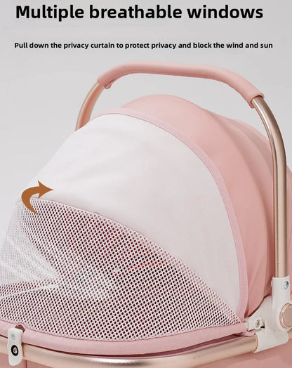 Luxury PU leather pet stroller,Car Pet Basket,lightweight Foldable Dog Travel Stroller,Portable Outdoor Cat and Dog Stroller