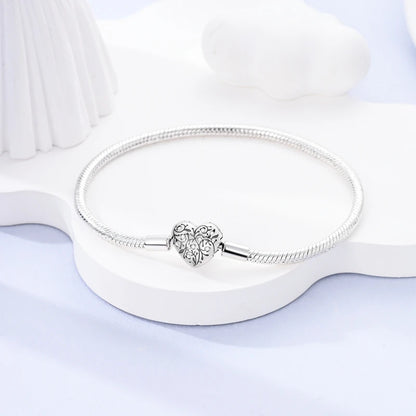 Original 925 Sterling Silver Bracelets 17-20CM Love Heart Flowers Butterfly Charms Beads Bracelet For Women Fashion Jewelry Gift