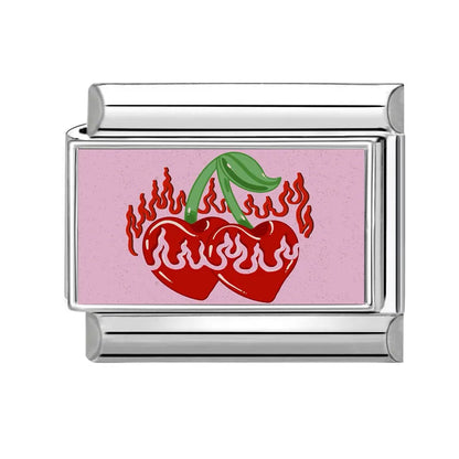 Y2K Red Pink Heart Dog Cat Flowers Italian Charm Link Fit 9mm Stainless Steel Jewelry DIY Making Bracelets For Gifts