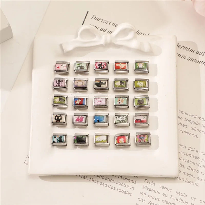 Y2K Cute Funny Sofa Cats Dogs Italian Charm Fit 9mm Stainless Steel Women DIY Bracelet Drop Shipping Fashion Jewelry Wholesale