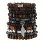 10pcs Vintage Bohemia Men's Bracelets - Fashion Stylish Leaves Wristwear Accessory for Durable Fashion Jewelry Gifts