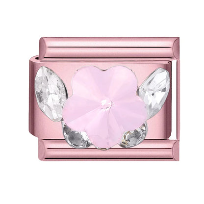 2025 New Women Romantic Pink Cherry Heart Shiny CZ Italian Charm Links Fit 9mm Bracelet Stainless Steel DIY Making Jewelry Gifts