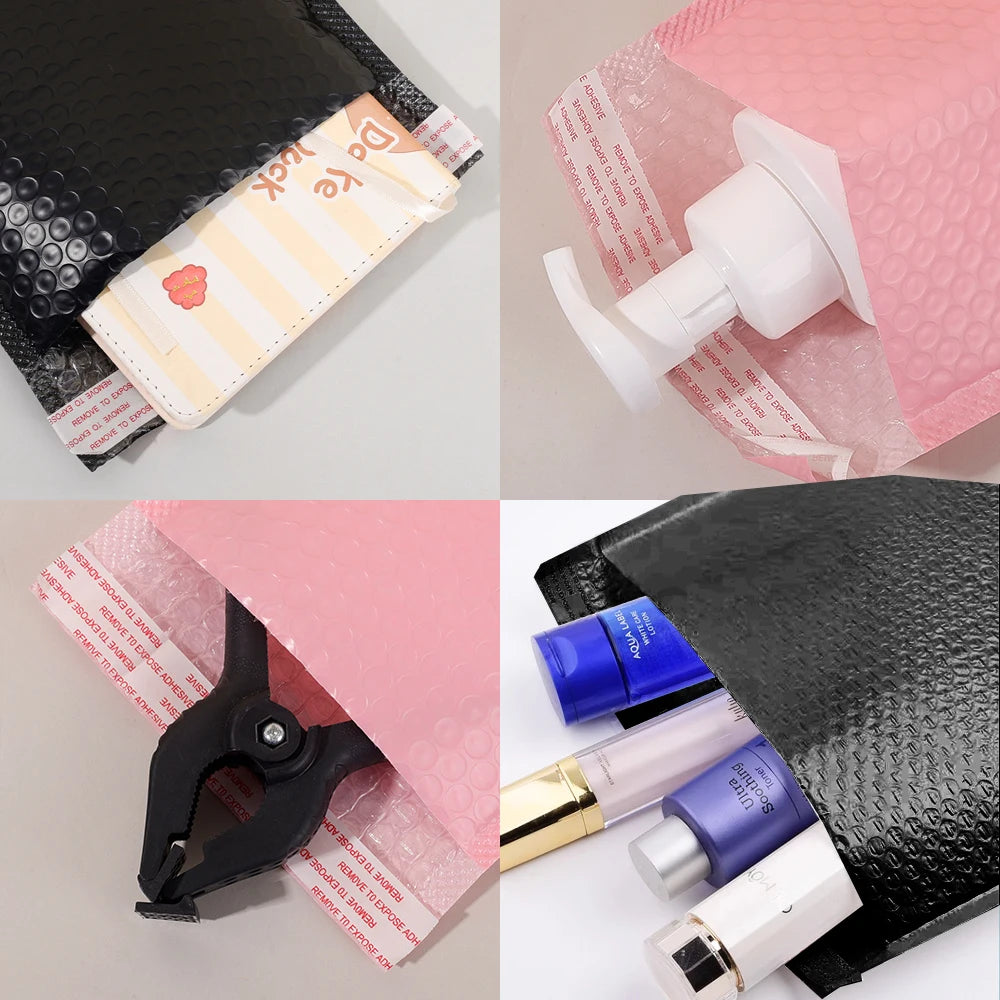 50-10PCS Black/Pink/White Bubble Mailers Delivery Package Packaging Small Business Supplies Bubble Envelopes Packing Bag Mailer