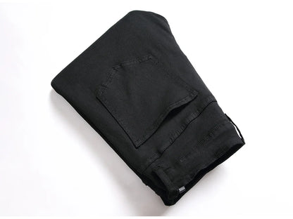 Men Classic Pure Black Jeans All Match Stretch Denim Pants Casual Plus Size Slim Straight Trousers