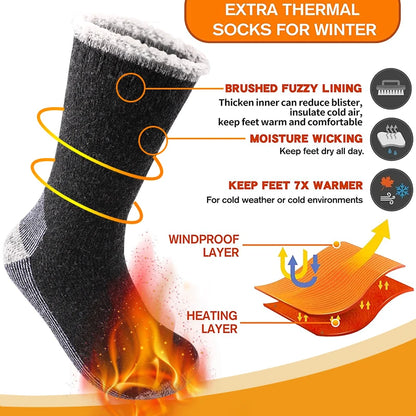 3Pairs Super Thick Merino Wool Socks Male Men Winter Thermal Cashmere Socks Fleece Terry Loop Middle Tube Socks High Quality