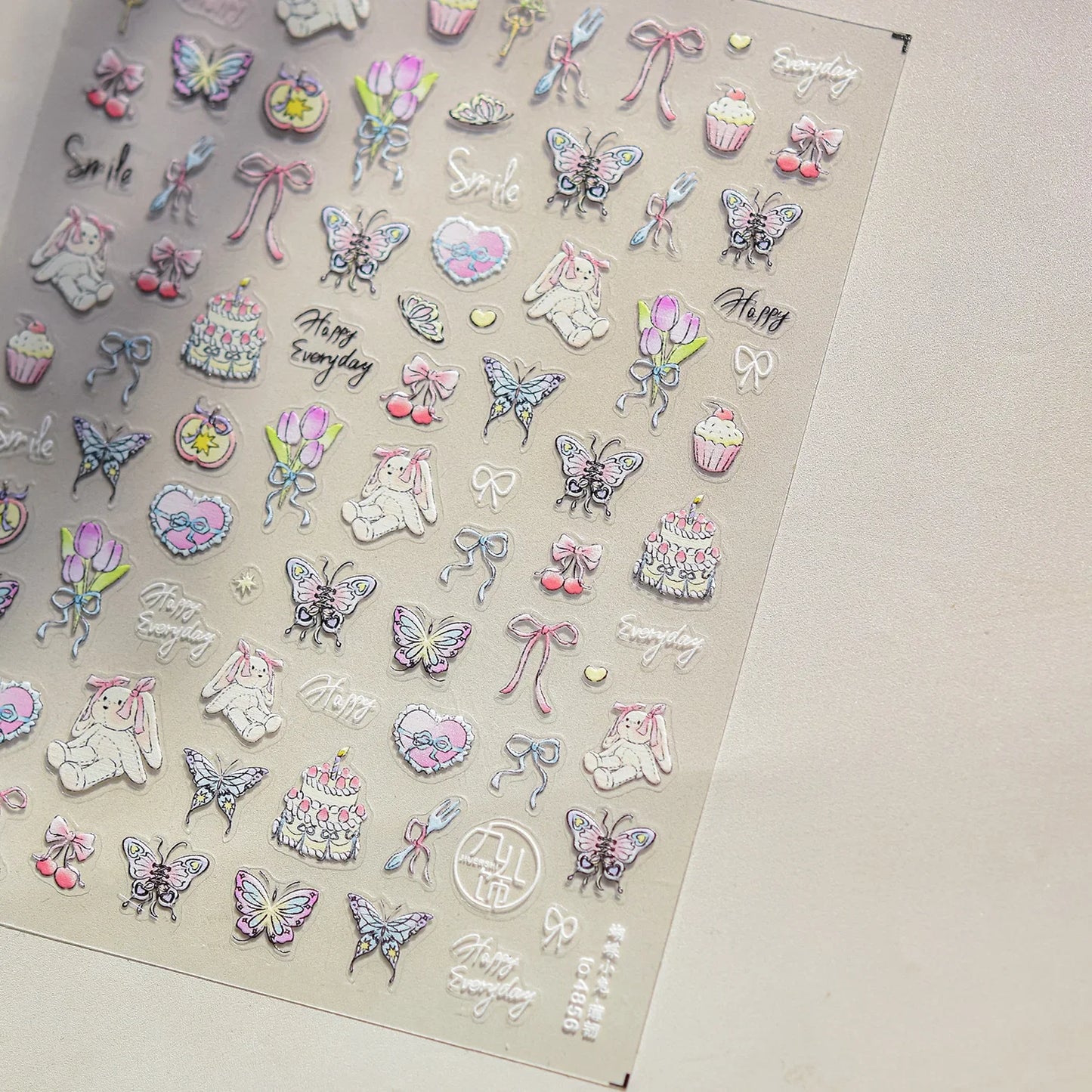 Lovely Animal Graffiti Cat Claw Rabbit Bunny Bear Dog Flower Fruit Dim Sum Candy Sunflower Adhesive 5D Nail Art Stickers Decal