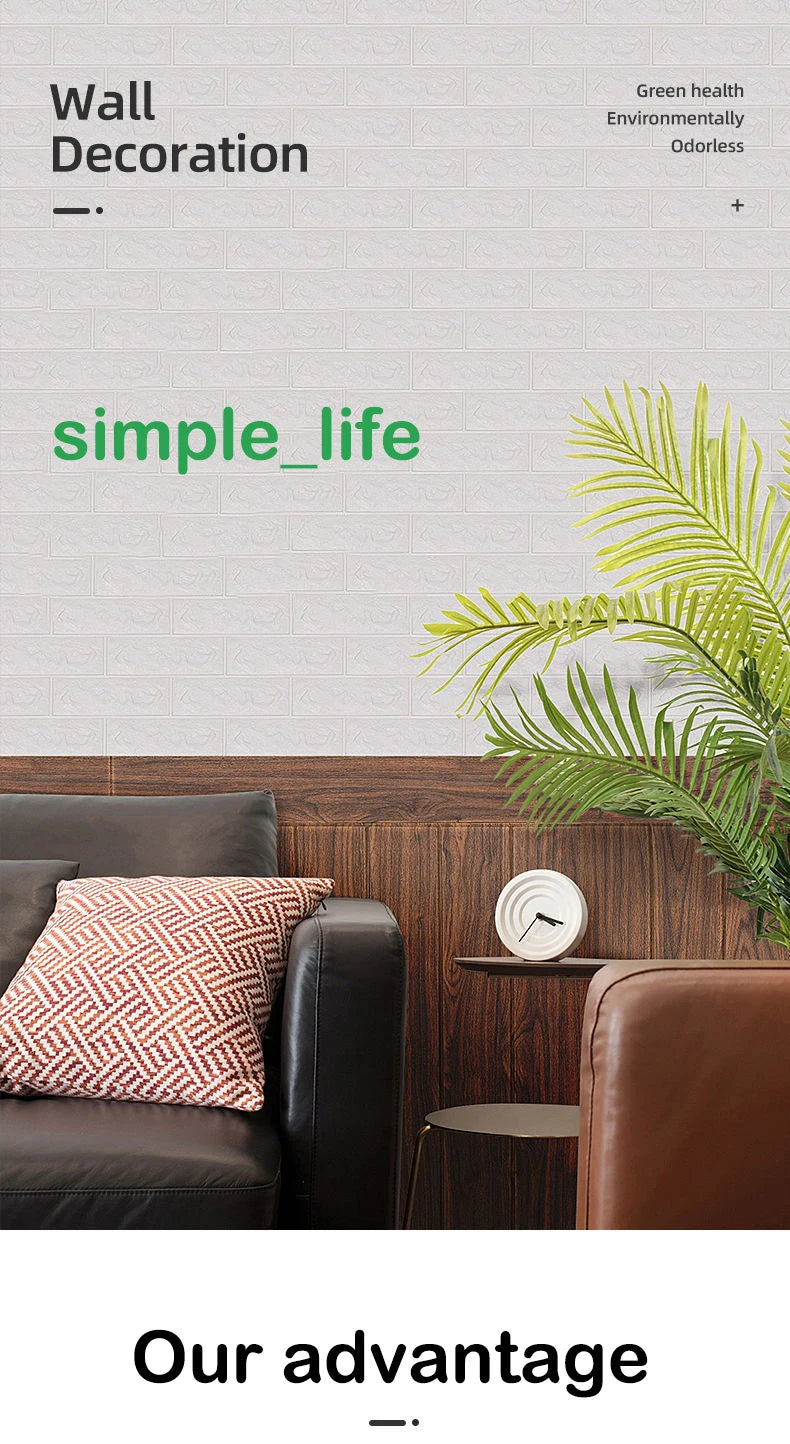 Black Brick Pattern Wallpaper Thick Waterproof and Moisture-Proof Living Room Bedroom Decorative Sticker Self-Adhesive