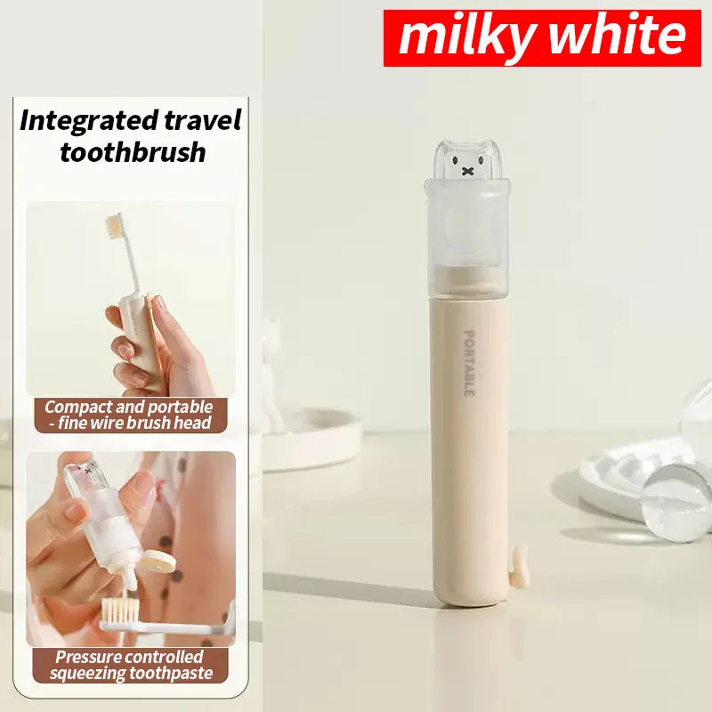 Foldable 2-in-1 Toothbrush Set with Toothpaste Storage - Compact Essential for Business Travel