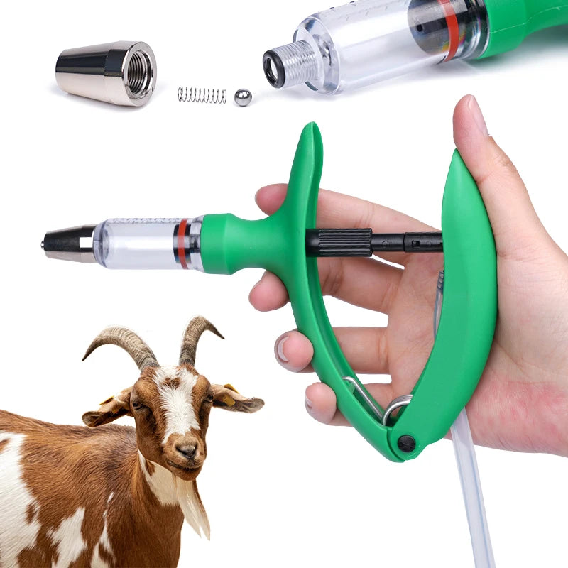 2ml/5ml Poultry Automatic Syringe With Needle Adjustable Continuous Animal Injector Vaccine Injection Veterinary Pig Cattle Tool