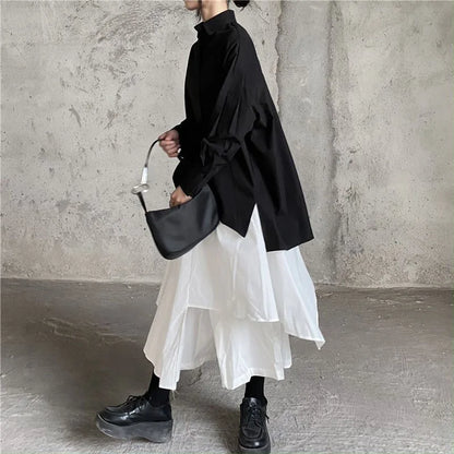 Women Skirts Gothic Irregular Skirts Pants Women High Waist White Black Long Skirts Female Pleated Skirts Culottes Women Clothes
