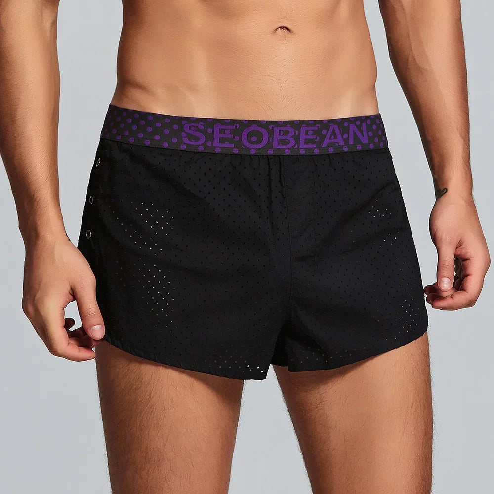 Solid color, men's mesh breathable men's shorts, boxer men's boxers 240503