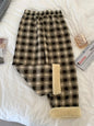 JMPRS Fashion Warm Plush Pants Thick Plaid Women Casual Loose Wide Leg Trousers Korean Streetwear Straight Student Pants New