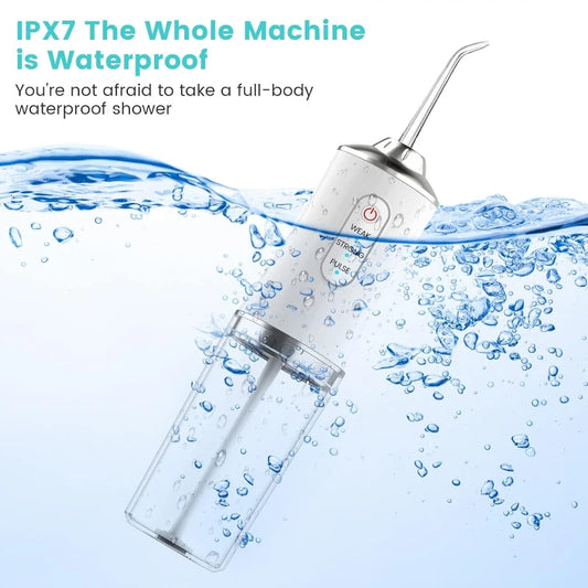 Portable Cordless Water Flosser, USB Rechargeable Smart Electric Oral Irrigator w/4 Jet Tips & 3 Modes, for Teeth & Braces Care