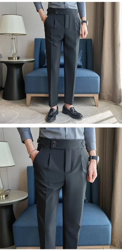 Business Casual Men's Suit Pants Breathable Versatile Korean Style Lightweight Luxury West Pants for Office Work Slim Fit