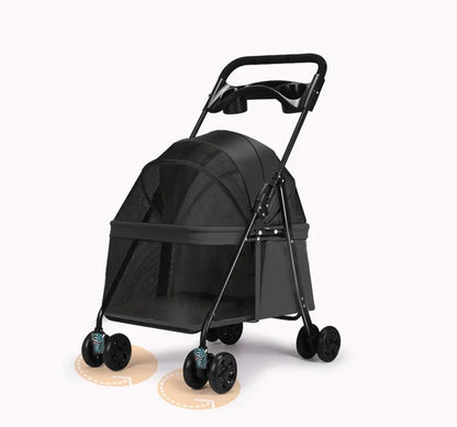 Foldable Lightweight Pet Stroller Dog Cat Small Dogs Puppy Travel Portable Mesh Ventilated Easy Fold Wheels Dog Stroller