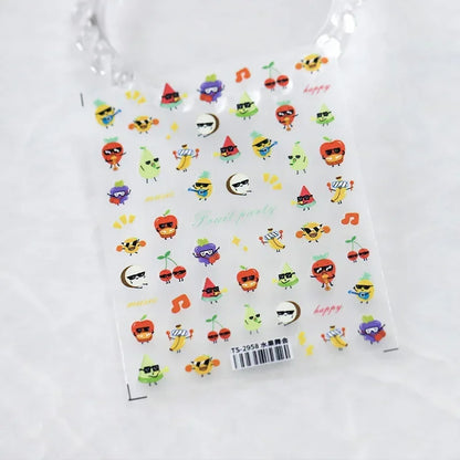 Lovely Red Fruit Strawberry Cherry Bowknot Love Heart Star Silk Ribbon 5D Nail Art Stickers Chic Self Adhesive Manicure Decal