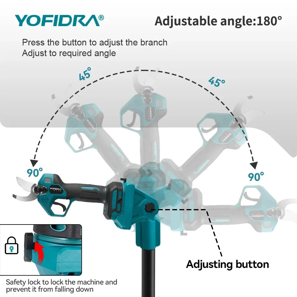 YOFIDRA 3IN1 Brushless Electric Chainsaw Telescoping Pole High Branch Saw Woodworking Pruning Power Tool  Makita 21V Battery Pin