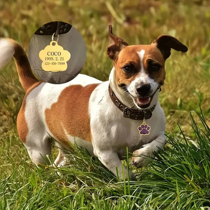 Custom Engraved Zinc Alloy Pet ID Tag – Personalized Dog & Cat Name Tags with Phone Number Anti-Lost Design Durable Collar Tag