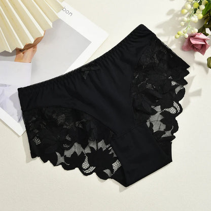 S-XXL Women Lace Panties Patchwork Seamless Underwear Sexy Luxury Hollow Out Solid Briefs Girls' Mid Rise Breathable Lingerie