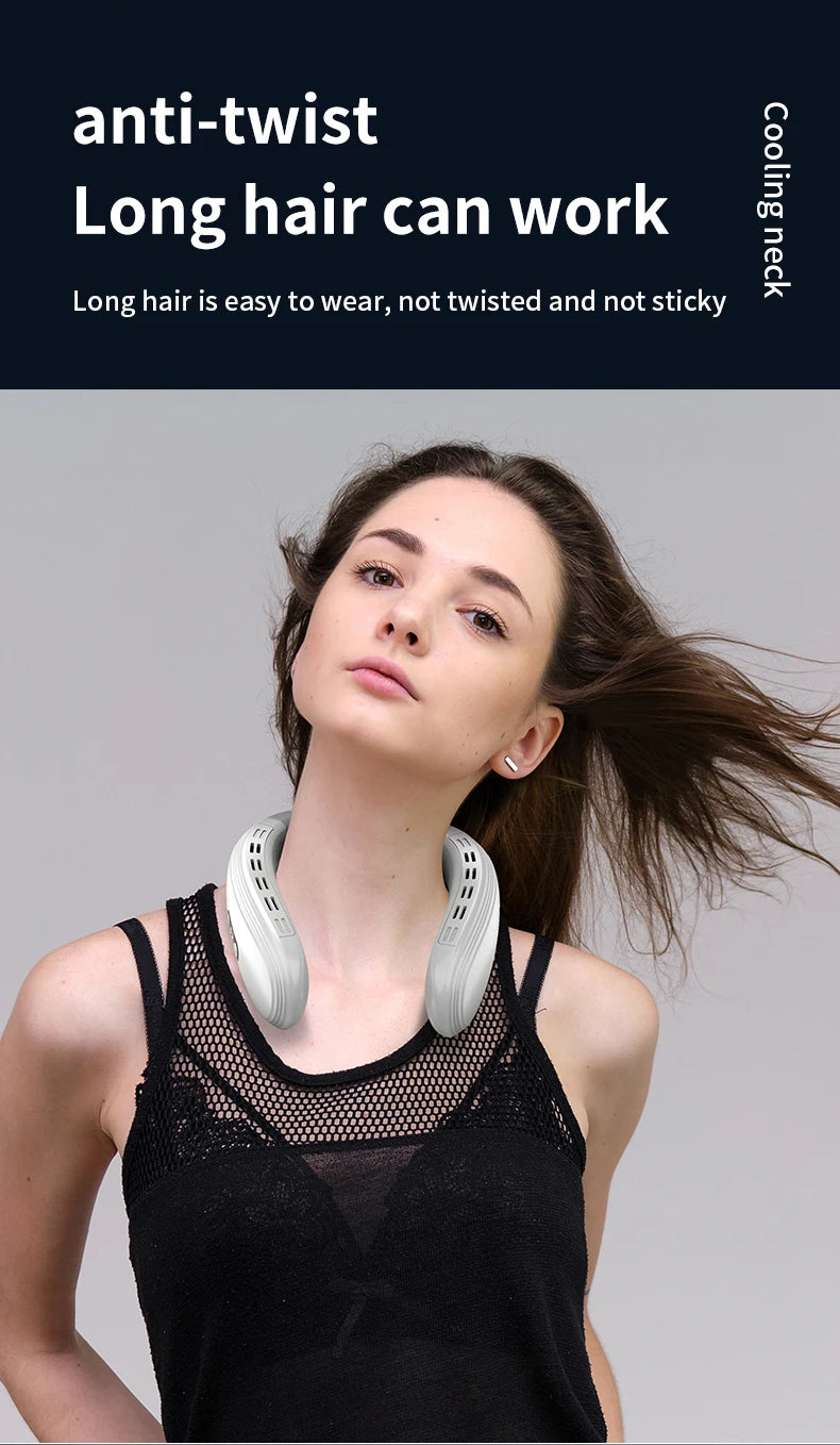 New Portable Neck Fan 5200mAh Neck Air Conditioner Rechargeable Semiconductor Cooling Fan Outdoor Personal Fan Wearable Cooler