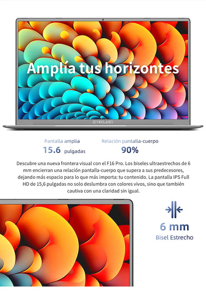 Teclast F16Pro Laptop 15.6 Inches, Backlit Keyboard, for Intel N95, 16Gb Ram 512Gb Rom, 1920X1200 Fhd Ips, Compatible with Mini-Hdmi