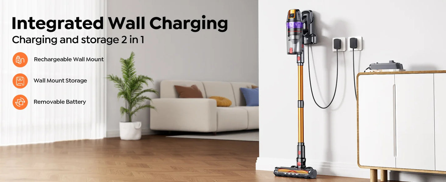 BUTURE VC90 600W 65KPA Suction Power Cordless Vacuum Cleaner Handheld smart Home Appliance Removable Battery Mite Removal Brush