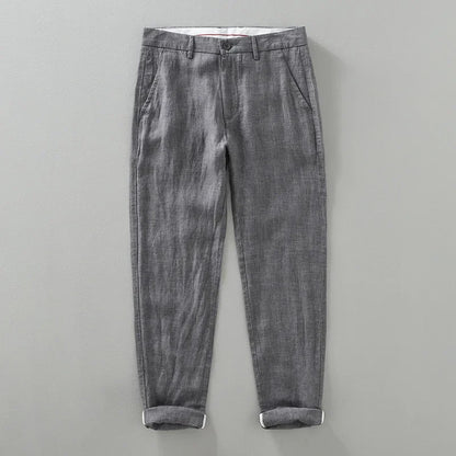 Summer New Pure Linen Casual Slim Pants for Men Clothing Thin Breathable Streetwear Men Trousers EC1335