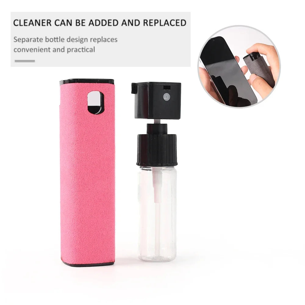 2-IN-1 Screen Dust Removal Microfiber Cloth Wipe Spray Bottle Set Laptop Tablet Mobile Phone Cleaning Tools Portable Cleaner