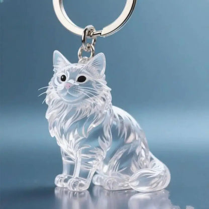 Hot Sale Cute Animal Fur Capsule Keychain,Transparent Cat Hair Bag Pendant,Souvenir Collection and Gift Decorative Accessory