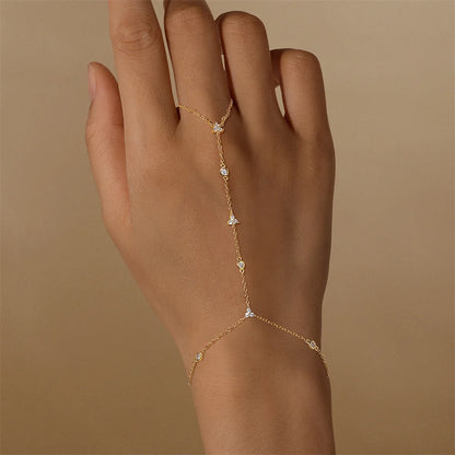 ROXI 925 Sterling Silver Heart/Star Zircon Bracelet With Finger Design For Women Hand Chain Accessories Party Jewelry Gift