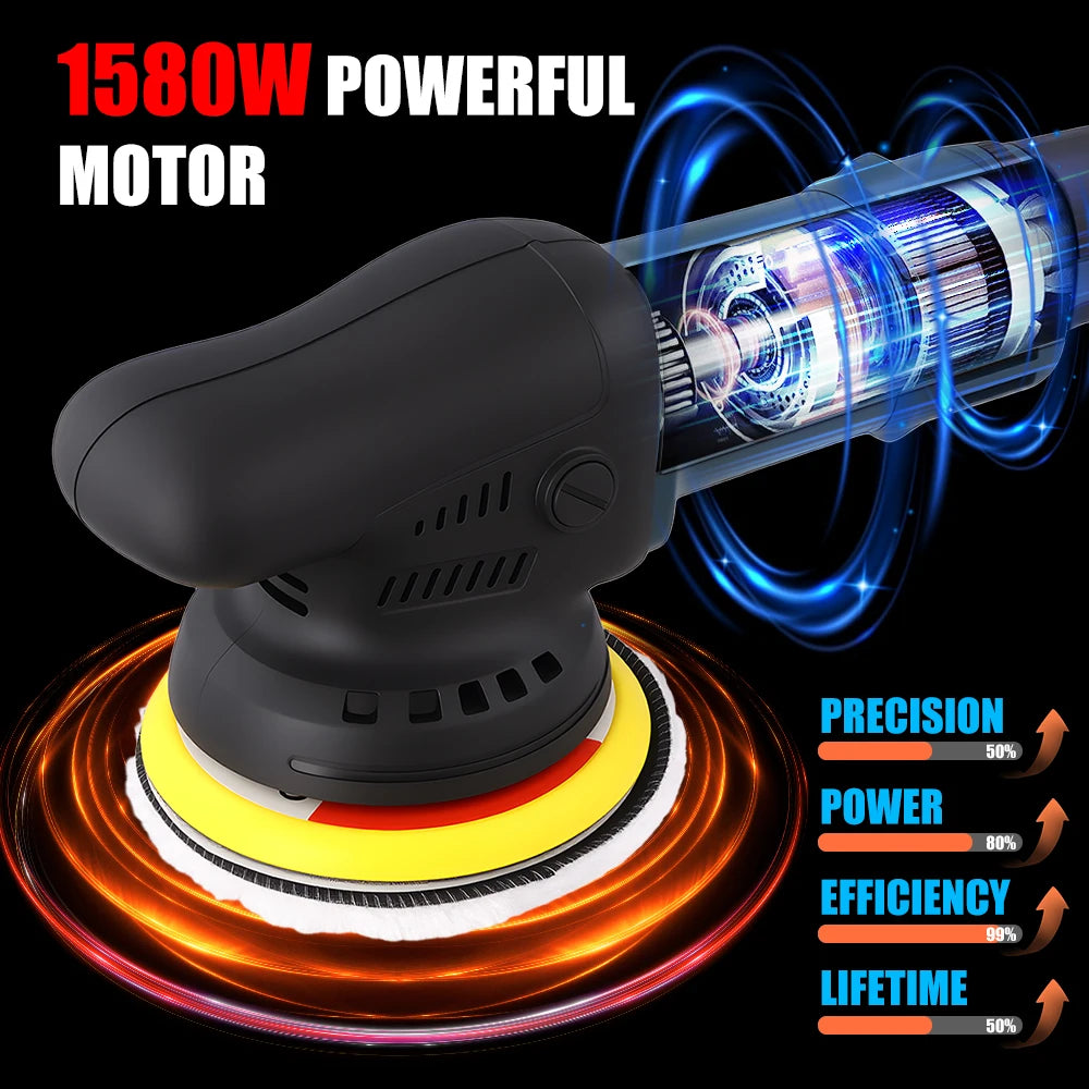 Podofo 980W Electric Buffer Polisher 5” Orbital Polisher 550-3300 RPM for Car Waxing Detailing Polishing
